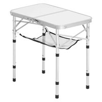Masa camping, pliabila, portabila, Aluminiu, Geanta transport, 600x400x260 mm, Alb