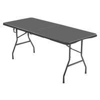 Masa camping, pliabila, portabila, Otel/HDPE, 1800x740x740 mm, Negru