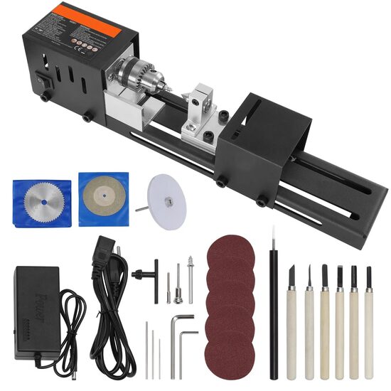 Mini strung pentru lemn, 7 viteze, 4250-8500 rpm, distanta dintre centre 160 mm