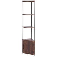 Raft multifunctional de colt cu 5 etaje, Lumina led, 1 x usa, Metal/MDF, 30.5 x 30.5 x 167.8 cm, pentru plante, carti, decoratiuni