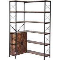 Raft multifunctional de colt cu 6 etaje, Metal/MDF, 80 x 102 x 180 cm, pentru plante, carti, decoratiuni