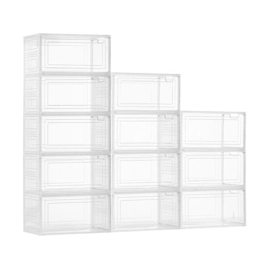 Set 12 cutii pentru pantofi, stivuibile, transparente, maxim marimea 47, dimensiune 340 x 250 x 184 mm