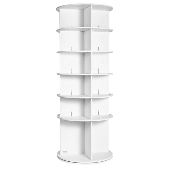 Pantofar turn, Rotativ, 6 niveluri, 600 x 600 x 1584 mm, PVC/Lemn, Alb