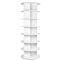 Pantofar turn, Rotativ, 7 niveluri, 600 x 600 x 1620 mm, PVC/Lemn, Alb