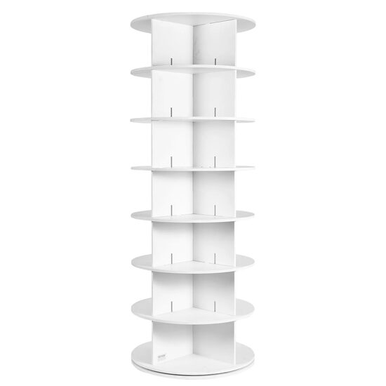 Pantofar turn, Rotativ, 7 niveluri, 600 x 600 x 1620 mm, PVC/Lemn, Alb