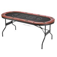 Masa de poker pliabila, 8 jucatori, sine captusite, suporturi pentru pahare din otel inoxidabil, 1830 x 820 x 720 mm, Maro/Negru