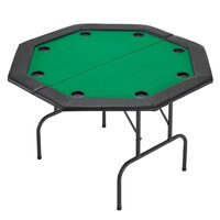 Masa de poker pliabila, Hexagon, 8 jucatori, sine captusite, suporturi pentru pahare din otel inoxidabil, 1260 x 1260 x 750 mm, Verde/Negru