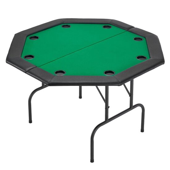 Masa de poker pliabila, Hexagon, 8 jucatori, sine captusite, suporturi pentru pahare din otel inoxidabil, 1260 x 1260 x 750 mm, Verde/Negru