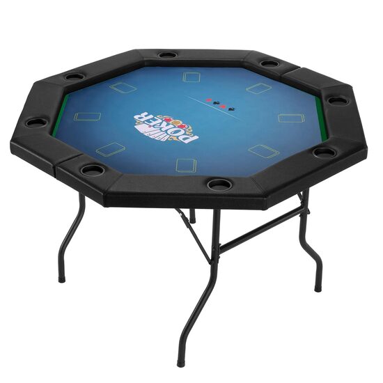 Masa de poker pliabila cu 2 fete, Hexagon, 8 jucatori, sine captusite, suporturi pentru pahare din otel inoxidabil, 1325 x 1325 x 765 mm