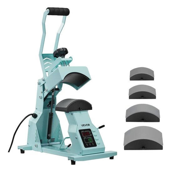 Presa termica pentru Sepci/Palarii, 400W, 1-232℃, presiune max de presare 100kg, 4 placi, Albastru