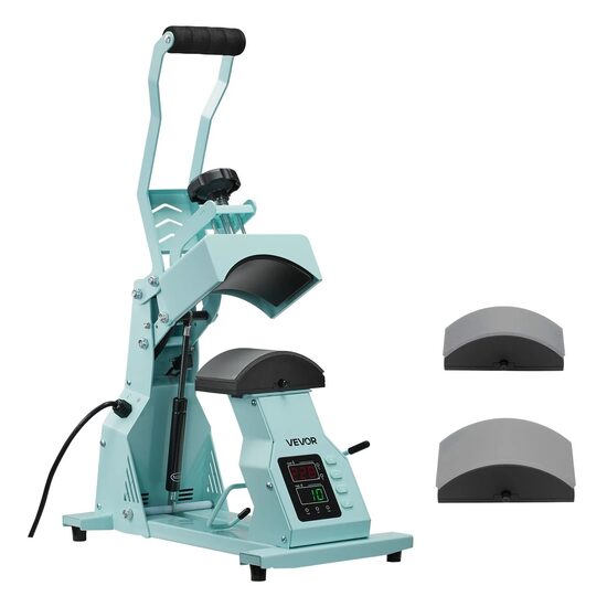 Presa termica pentru Sepci/Palarii, 400W, 1-232℃, presiune max de presare 100kg, 2 placi, Albastru