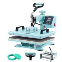 Presa termica 5 in 1 pentru tricouri/sepci/cani, 1050 W, 0-250 ℃,  Dimensiunea plăcii de încălzire 30 x 38 cm, Verde
