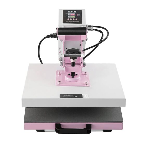 Presa termica pentru tricouri, 1250 W, 0-250 ℃,  Dimensiunea plăcii de încălzire 38 x 38 cm, Roz