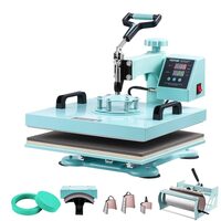 Presa termica 8 in 1 pentru tricouri/sepci/cani, 1250 W, 0-250 ℃,  Placa de încălzire 38 x 38 cm, Verde
