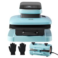 Presa termica 2 in 1,pentru tricouri/Cani, 1330 W, 0-250 ℃,  Dimensiunea plăcii de încălzire 38 x 38 cm, Verde