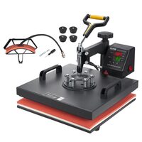 Presa termica 2 in 1 pentru transfer tricouri/sepci, 1200 W, 0 - 250 ℃, Placa de încălzire 38 x 38 cm