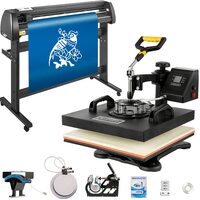 Kit Presa termica 5 in 1 pentru transfer tricouri/sepci/cani, Plotter, 1200 W, 0 - 250 ℃, Placa de încălzire 38 x 38 cm