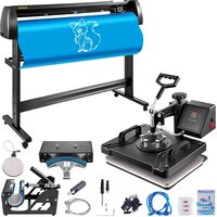 Kit Presa termica 5 in 1 pentru transfer tricouri/sepci/cani, Plotter 1260 mm, 1200 W, 0 - 250 ℃, Placa de încălzire 29 x 38 cm