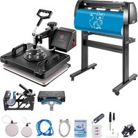Kit Presa termica 5 in 1 pentru transfer tricouri/sepci/cani, Plotter 780 mm, 1200 W, 0 - 250 ℃, Placa de încălzire 29 x 38 cm