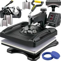 Presa termica 8 in 1 pentru transfer tricouri/sepci/cani, 1200 W, 0 - 210 ℃, Placa de încălzire 38 x 38 cm
