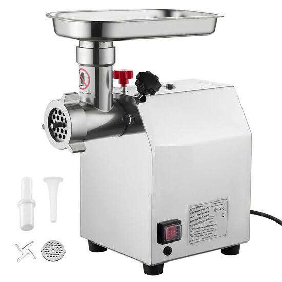 Masina electrica de tocat carne, Profesionala, 2 lame inox, 600W, Accesoriu carnati, 2 site, 2 kg/min