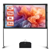 Ecran de proiectie portabil cu 2 x suport, 80 inch, 4K Ultra HD, 16:9, Material anti-lumina, Unghi de vizualizare 160 de grade