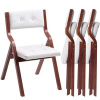 Set 4 scaune pliabile, Lemn natural, Tapitate, Burete, Maro inchis/Alb, max 180 kg, dimensiuni extins 575 x 480 x 800 mm
