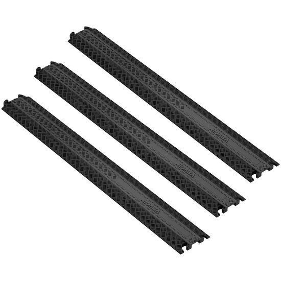 Set 3 rampe cu protectie cabluri, max 900 kg/axa, 1 x canal, Negru, Modulare, 100 x 13 x 2 cm
