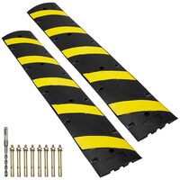 Set 2 Limitatoare de viteza cu protectie cabluri, max 10 tone/axa, 183 x 30 x 4.5 cm, 2 canale, banda galbena reflectorizanta