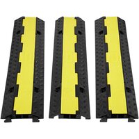 Set 3 x Rampa cu protectie cabluri, max 5443 kg/axa, 2 x canal, Galben/Negru, Modulare, 98 x 24 x 4.5 cm