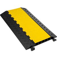 Rampa cu protectie cabluri, max 32 tone/axa, 5 x canal, Negru/Galben, Modulara, 88.9 x 50.8 x 5 cm