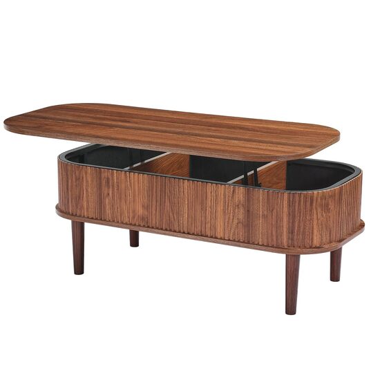 Masuta de cafea, blat rabatabil, Lemn, 1000 x 480 x 545 mm, Maro inchis