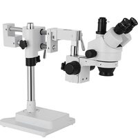Microscop stereo trinocular, Profesional, Zoom 3.5-90x, rotativ la 360 de grade, inclinat la 45 de grade