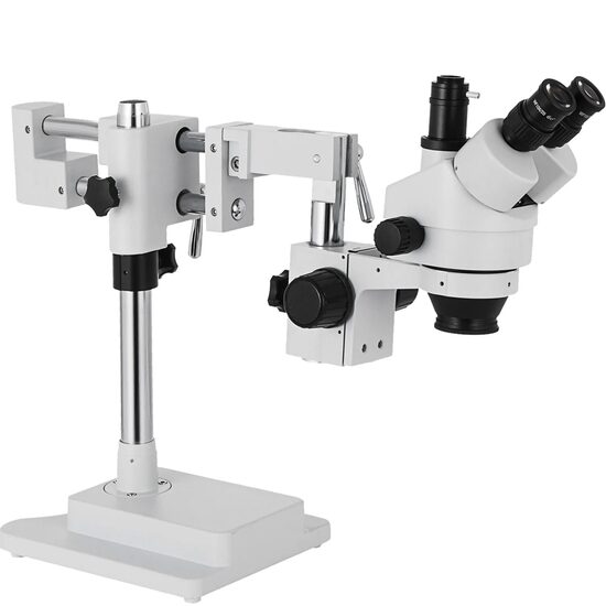 Microscop stereo trinocular, Profesional, Zoom 3.5-90x, rotativ la 360 de grade, inclinat la 45 de grade