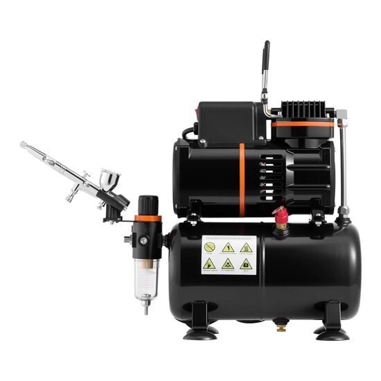 Kit aerograf cu compresor, 23-25 ​​L/min, 120 W, duza 0.3 mm, Volum 9 ml, 24 x vopseluri acrilice