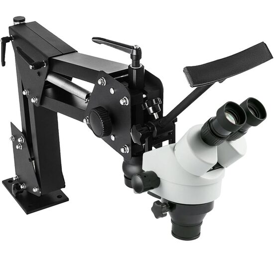 Microscop pentru bijuterii, multi-directional, Zoom 7-4.5x, reglarea distanței pupilei 54-76 mm