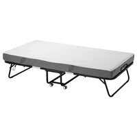 Pat pliabil pentru oaspeti, 1 persoana, saltea inclusa grosime 12.5 cm, 4 x roti, Cadru Otel, max 204 kg, 965 x 1900 x 396 mm