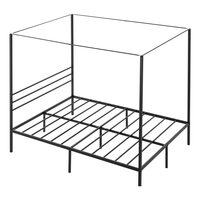 Pat cu baldachin Queen Size, fara saltea, 2095 x 1530 x 1830 mm, Capacitate max 360 kg, Otel, Negru