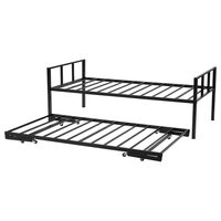 Pat de zi cu extensie, Cadru metalic, 203 x 104 x 73.5 cm, Capacitate 180 kg, Otel, 8 roti, fara saltea