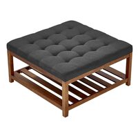 Masa de cafea ottoman, raft depozitare, Maro/Gri, Lemn, 875 x 875 x 445 mm, max 180 kg