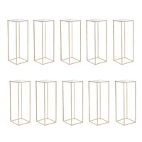 Set 10 suporturi pentru flori, Inaltime 80 cm, capacitate max 15 kg, Auriu, Otel/Acril, Cadru dreptunghiular