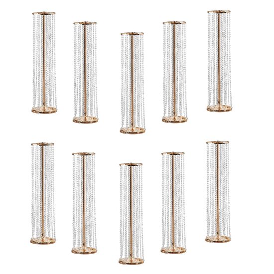 Set 10 suporturi pentru flori Inaltime 90 cm, capacitate max 15 kg, Auriu, Otel, cadru rotund