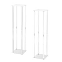 Set 2 suporturi pentru flori Inaltime 80 cm, capacitate max 15 kg, Transparent, Acril, Cadru dreptunghiular