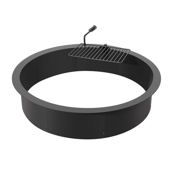 Semineu de exterior pentru gradina, Rotund, fara baza, Otel, Diametru exterior 1016 mm, Grosime 1.5 mm, gratar inclus