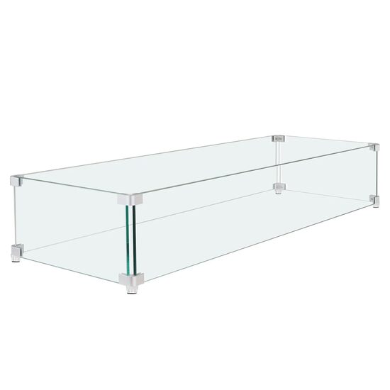 Aparatoare focar semineu, Dreptunghi, Sticla termoizolanta, Grosime 8 mm, Dimensiune 595 x 190 x 165 mm