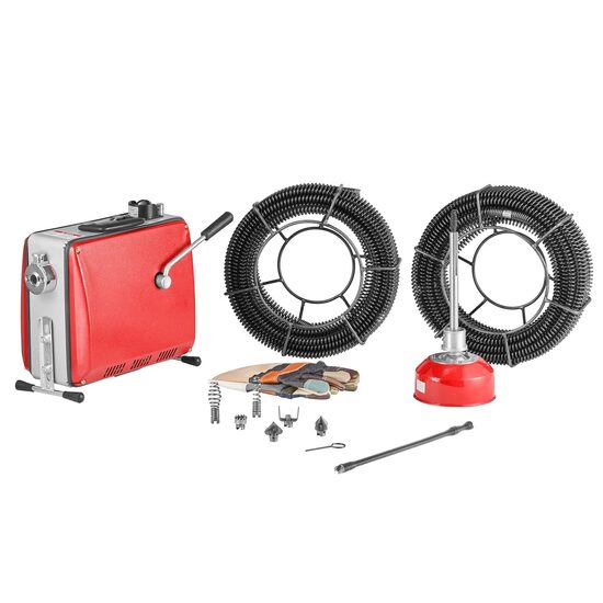 Sarpe pentru desfundat tevi, Electric, Profesional, 6 x capete taiere, 500 W, 2 x cabluri arc 20 m x 16 mm, pentru țevi cu diametrul de 50-110 mm