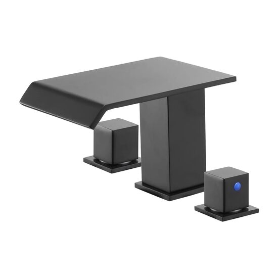 Baterie pentru cada romana, cascada, Negru mat, Inox, 155 x 195 x 100 mm, Supapă anti-picurare