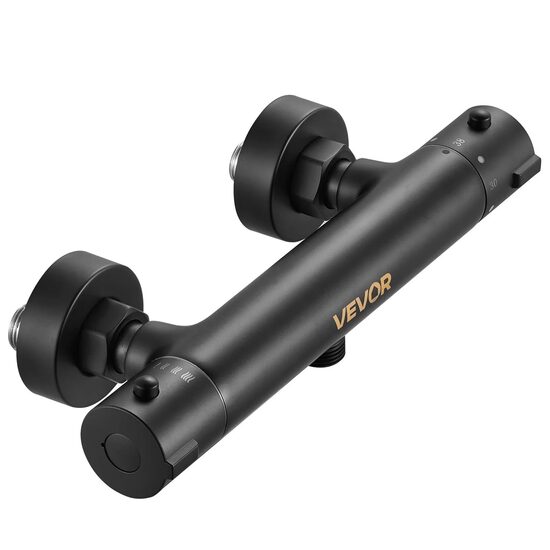 Baterie dus termostatica, Negru mat, Debit de apă reglabil, 20-50 ℃, dimensiune 273 x 66 x 50 mm