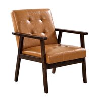 Fotoliu retro cu cadru lemn, max 150 kg, Maro, 64 x 72 x 80 cm