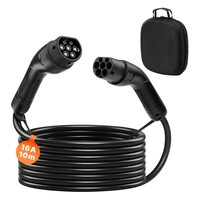 Cablu de incarcare pentru vehicule electrice,  EV tip 2, Negru 16 A, Lungime 10 m, max 11 kW, IP65